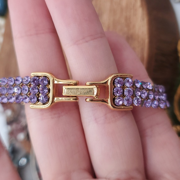 Swarovski Elegant Purple Crystal Bracelet  B3305 Missing One Stone - Picture 4 of 6